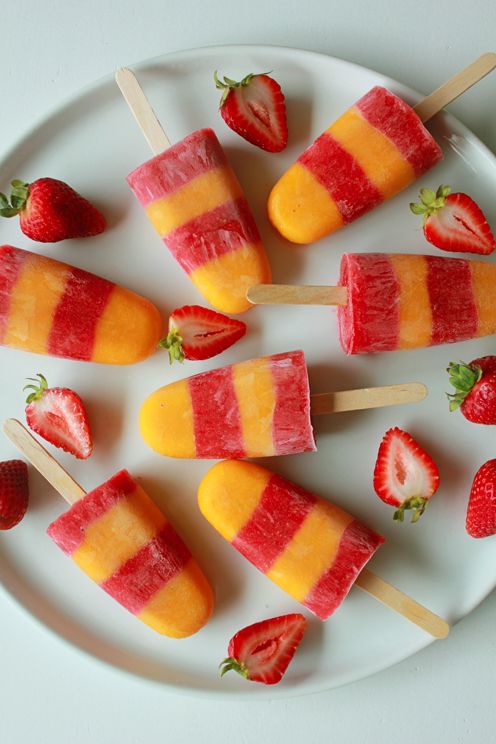 Fresh Mango and Strawberry Popsicle