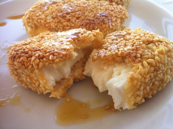 Fried Feta with Honey and Sesame Seeds