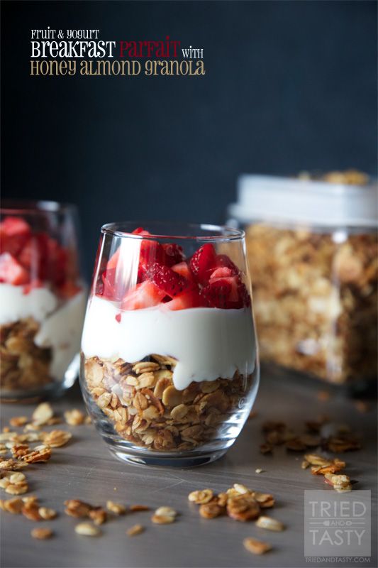 Fruit & Yogurt Breakfast Parfait with Honey Almond Granola