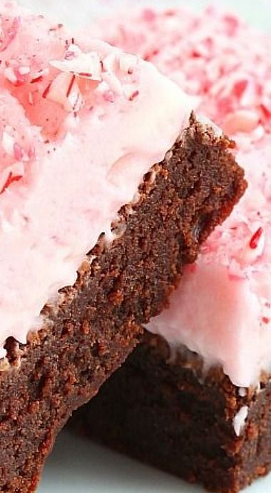 Fudgy Brownies with Candy Cane Frosting