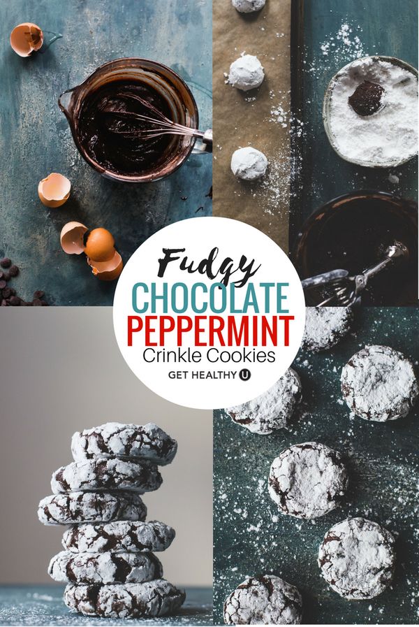 Fudgy Chocolate Peppermint Crinkle Cookies