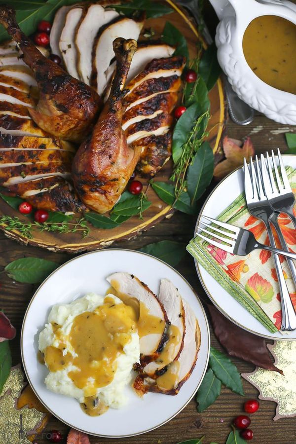 Garlic and Herb Roast Turkey with Cider Pan Gravy