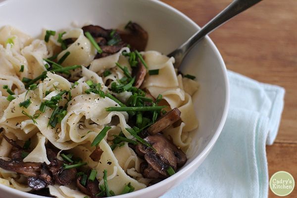 Garlic Butter Noodles with Red Wine Mushrooms