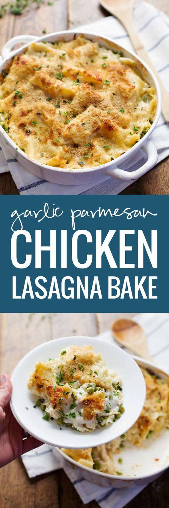 Garlic Parmesan Chicken Lasagna Bake