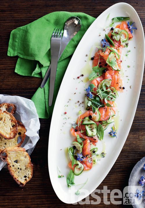 Gin-cured salmon with cucumber and lime