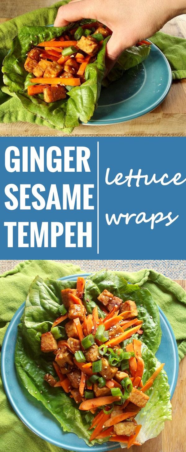 Ginger Sesame Tempeh Lettuce Wraps