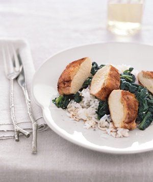 Ginger-Stuffed Chicken With Sesame Spinach