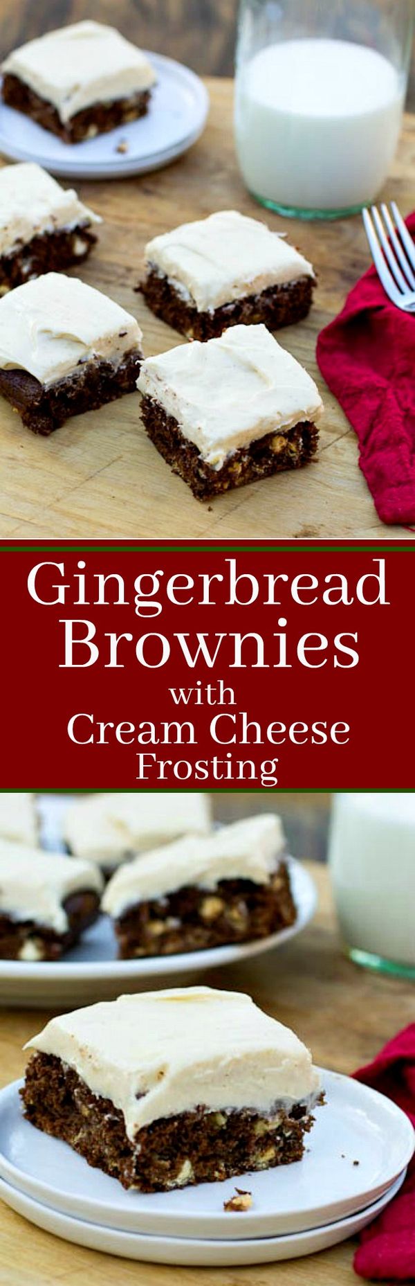 Gingerbread Brownies with Cream Cheese Frosting