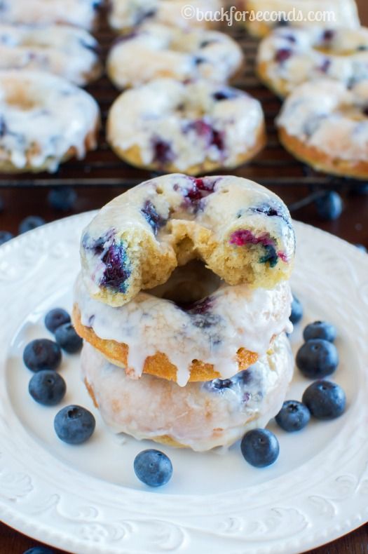 Glazed Blueberry Cake Donuts