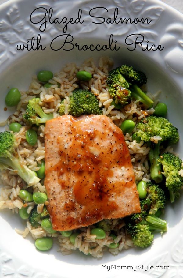 Glazed Salmon with Broccoli Rice