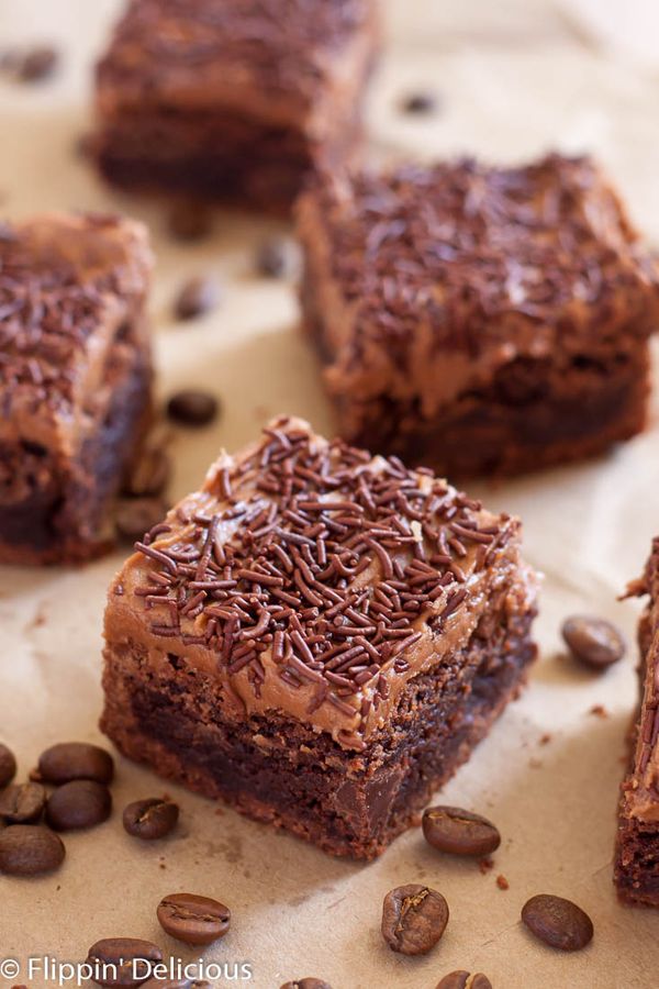 Gluten Free Coffee Brownies with Espresso Frosting (dairy free