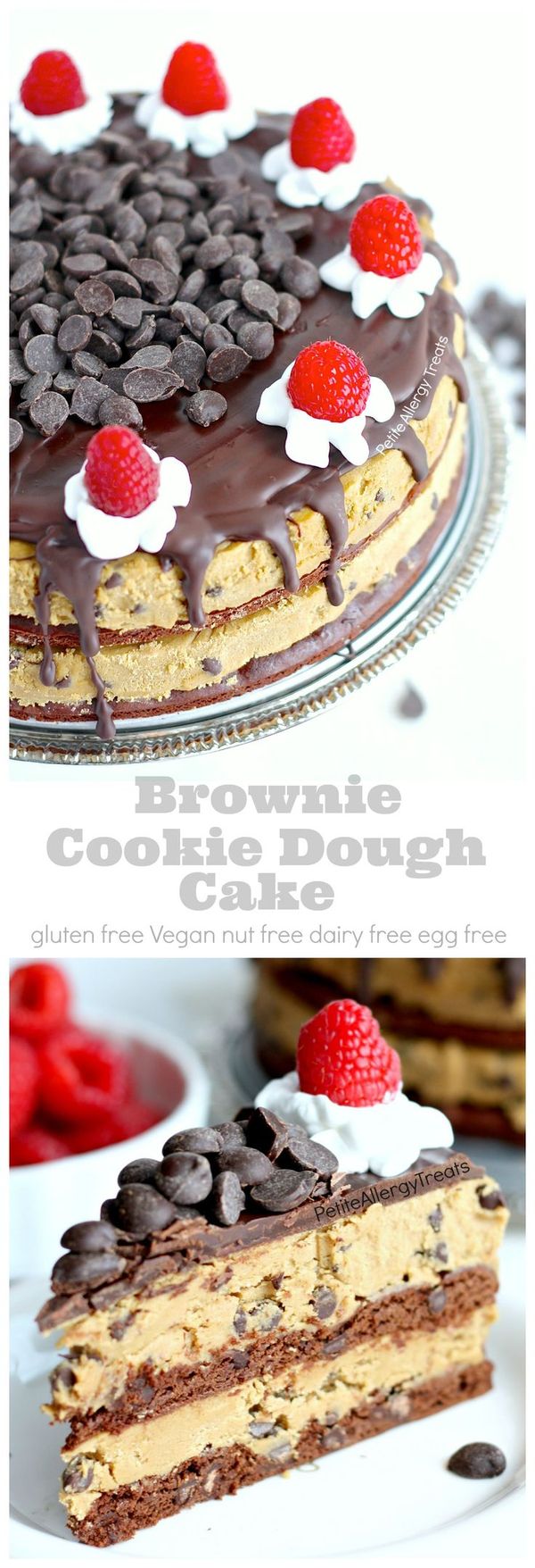 Gluten Free Cookie Dough Brownie Cake (Vegan