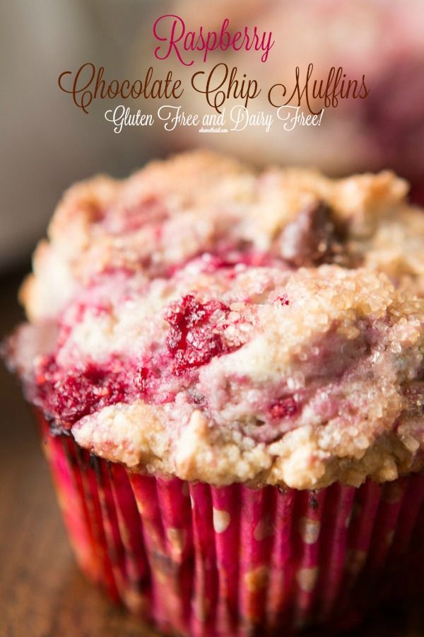 Gluten Free Dairy Free Raspberry Chocolate Chip Muffins