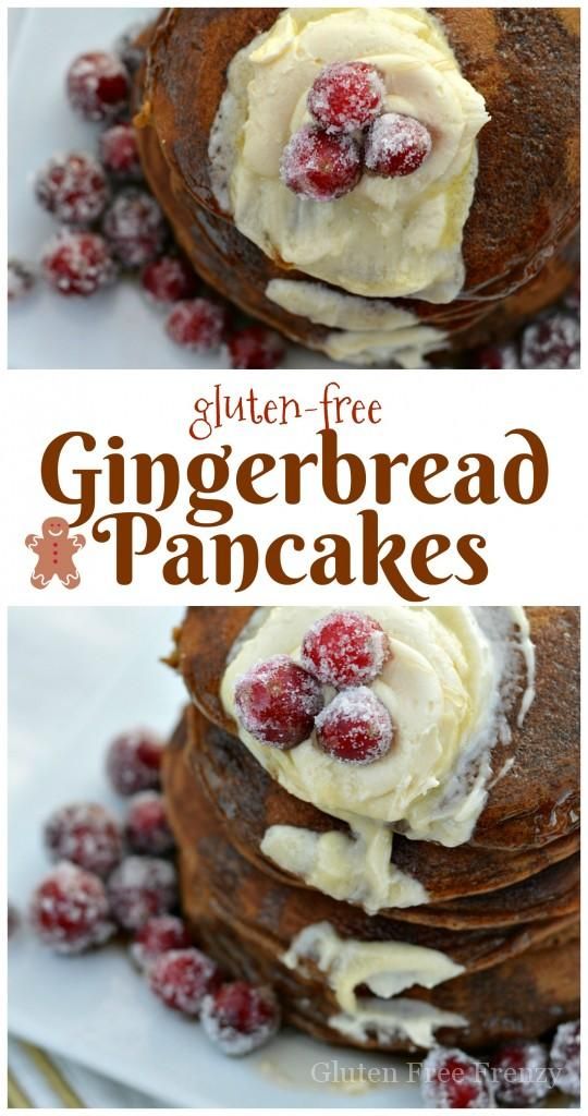 Gluten-Free Gingerbread Pancakes with Sugared Cranberries & Spiced Buttermilk Syrup