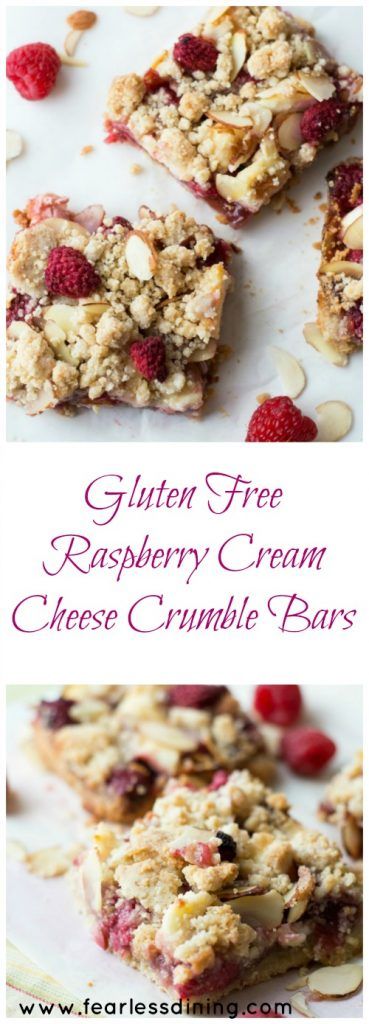 Gluten Free Raspberry Cream Cheese Crumble Bars