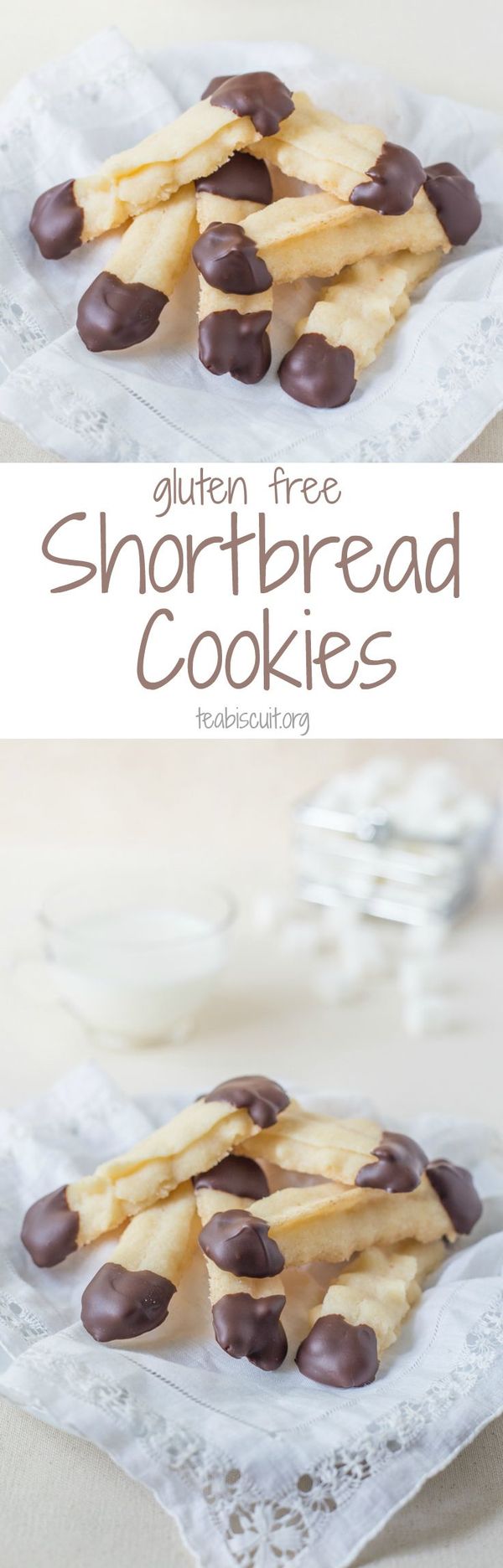 Gluten Free Shortbread Cookies dipped in Chocolate