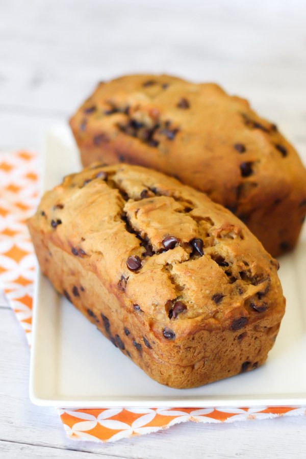 Gluten free vegan chocolate chip pumpkin banana bread