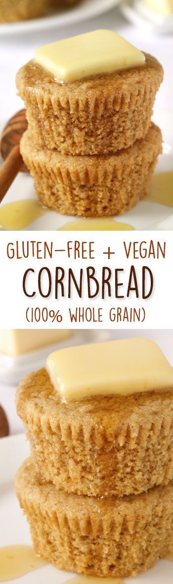 Gluten-free Vegan Cornbread and Cornbread Muffins (100% whole grain