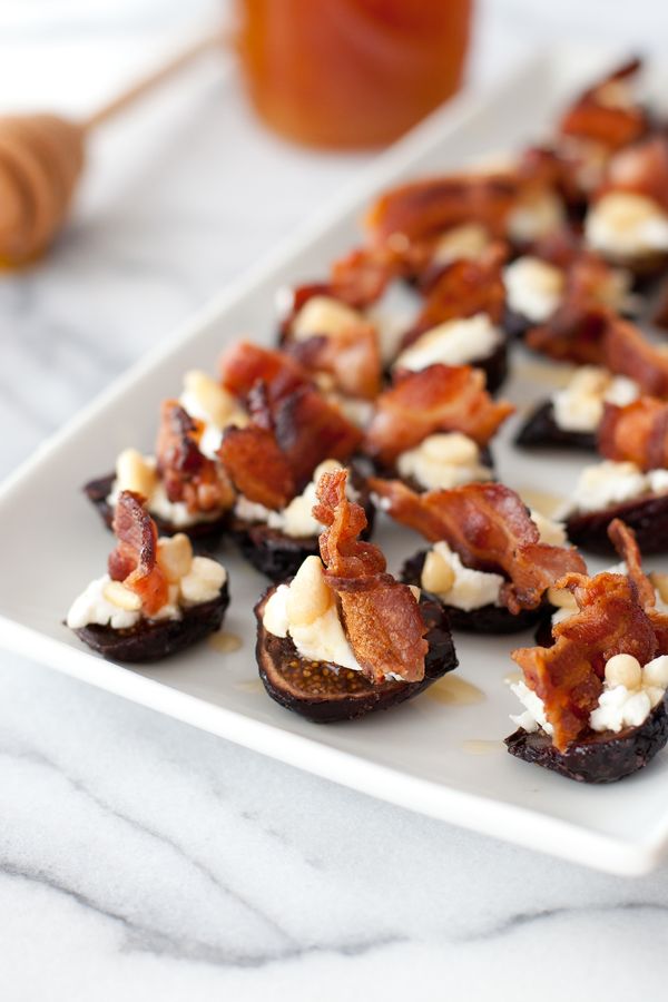 Goat cheese stuffed figs with pancetta