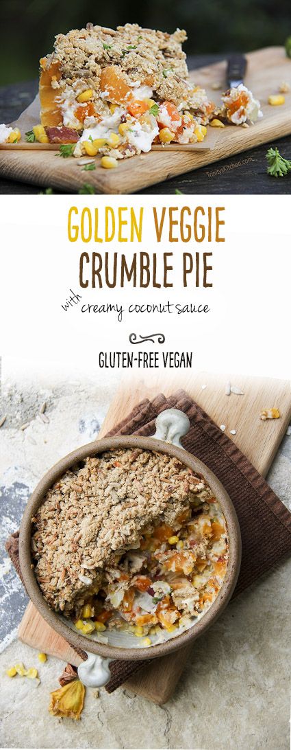 Golden Veggie Crumble Pie with Creamy Coconut Sauce