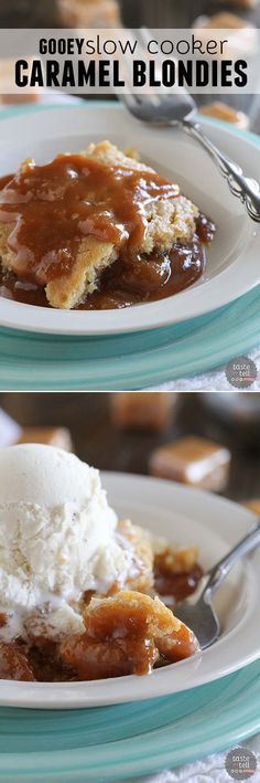 Gooey Slow Cooker Caramel Blondies