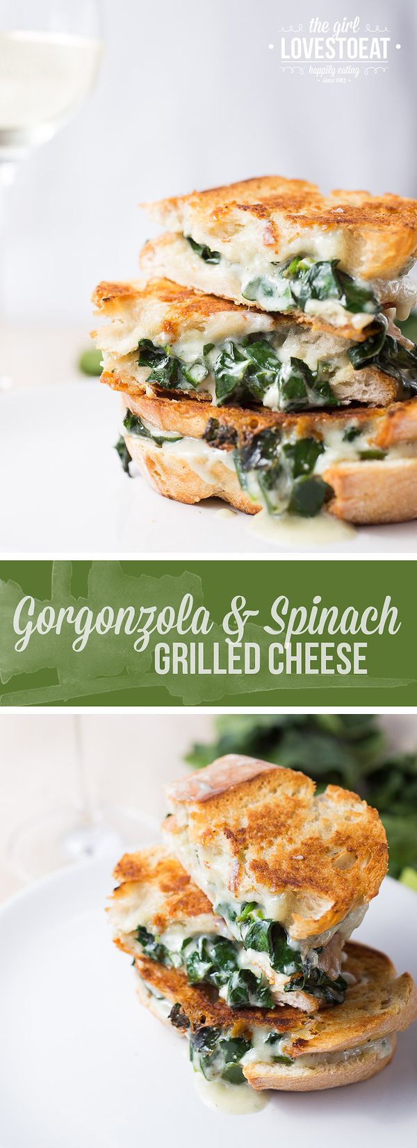 Gorgonzola with spinach grilled cheese