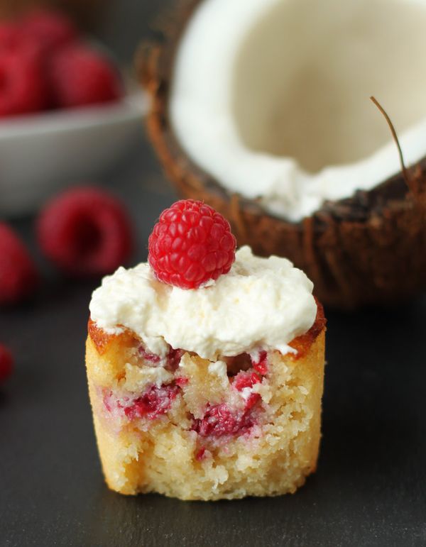 Grain-free Raspberry Coconut Cupcakes