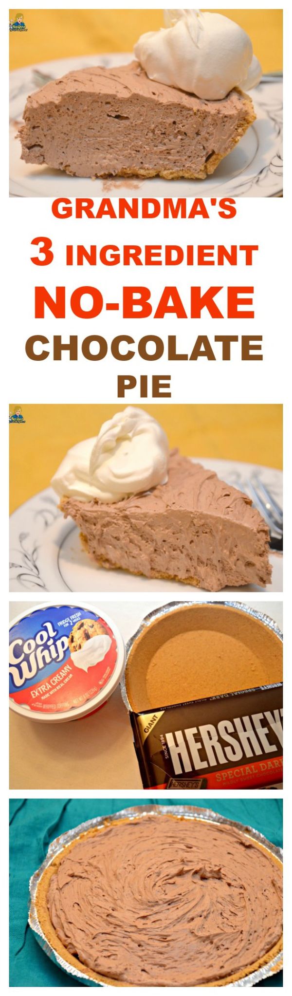 Grandma's 3 ingredient no-bake chocolate pie