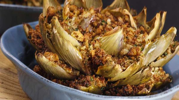 Grandpa’s Artichokes (Baked Stuffed Artichokes