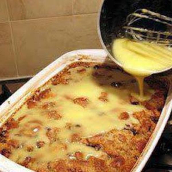 Granny's Old-Fashioned Bread Pudding with Vanilla Sauce