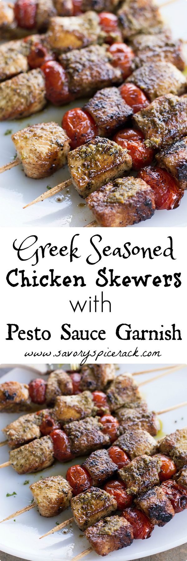 Greek Chicken Skewers With Pesto Sauce