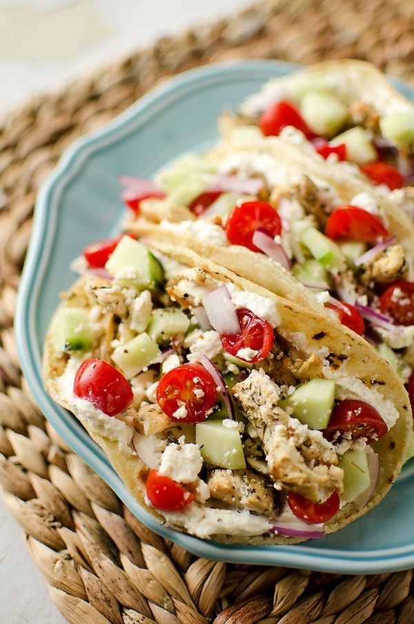 Greek Chicken Tacos with Whipped Feta