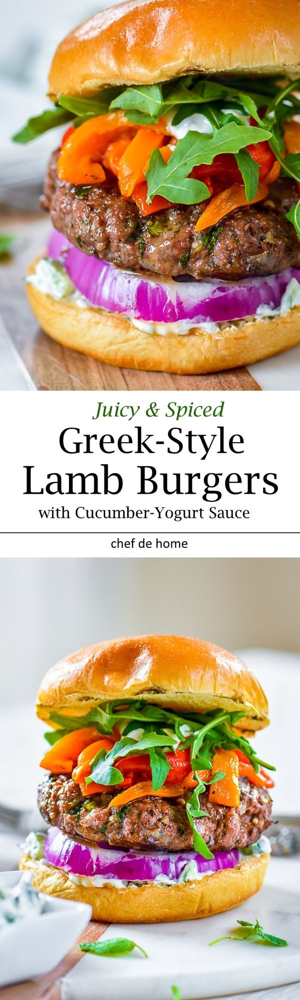 Greek Mint and Lamb Burgers with Cucumber Yogurt Sauce