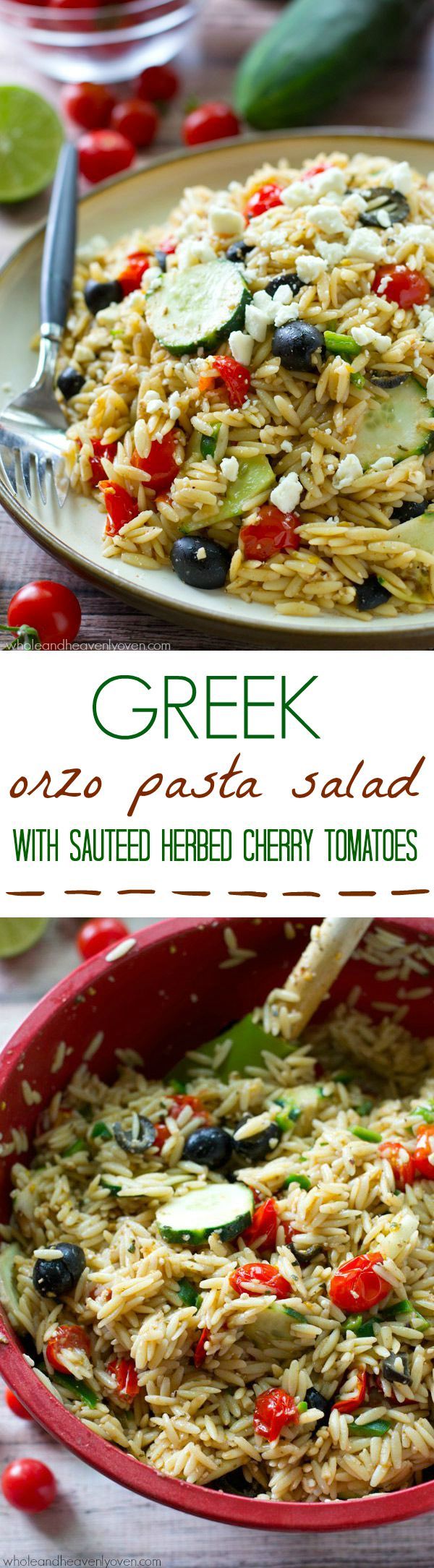 Greek Orzo Pasta Salad with Sauteed Herbed Cherry Tomatoes