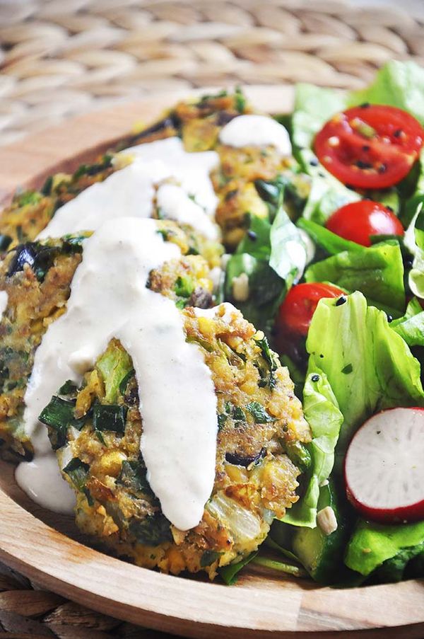 Green Chickpea Patties with Tahini