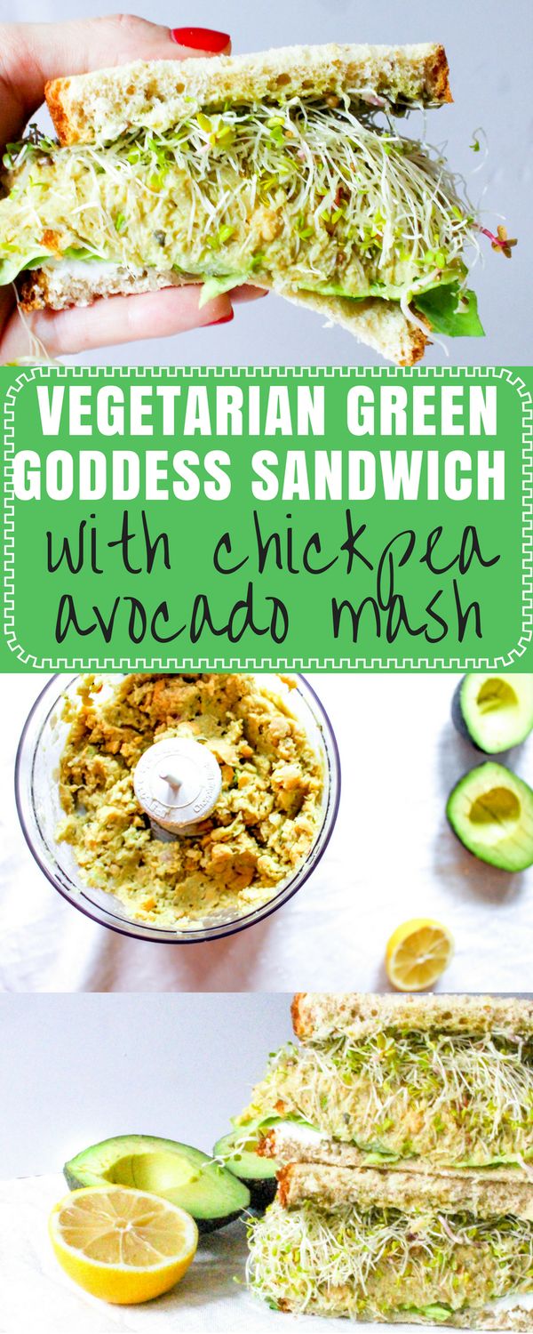 Green Goddess Sandwich with Chickpea Avocado Mash and Goat Cheese