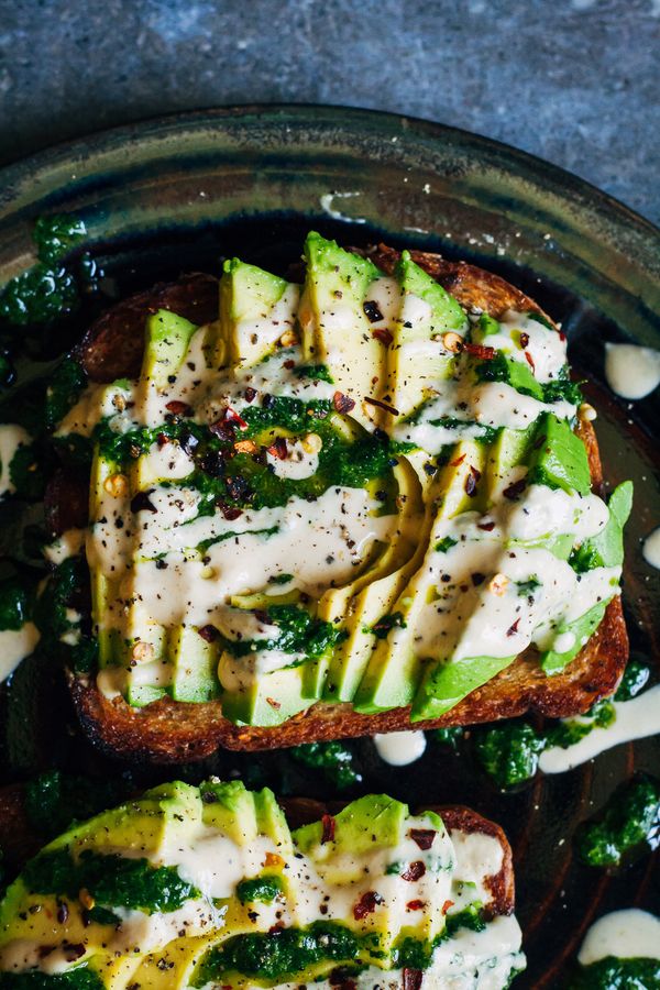 Green Pesto Avocado Toast w/ Tahini