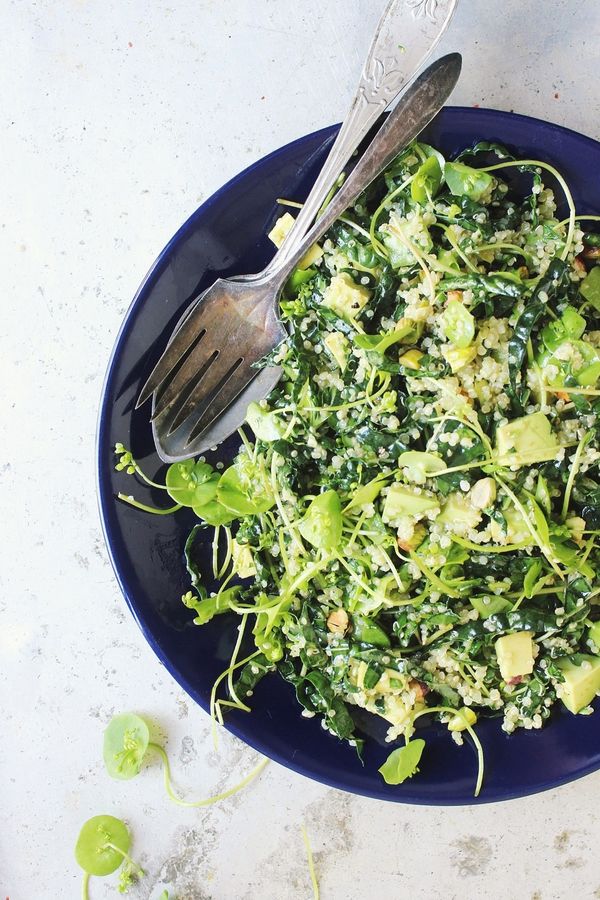 Green Quinoa Salad with Basil Dressing