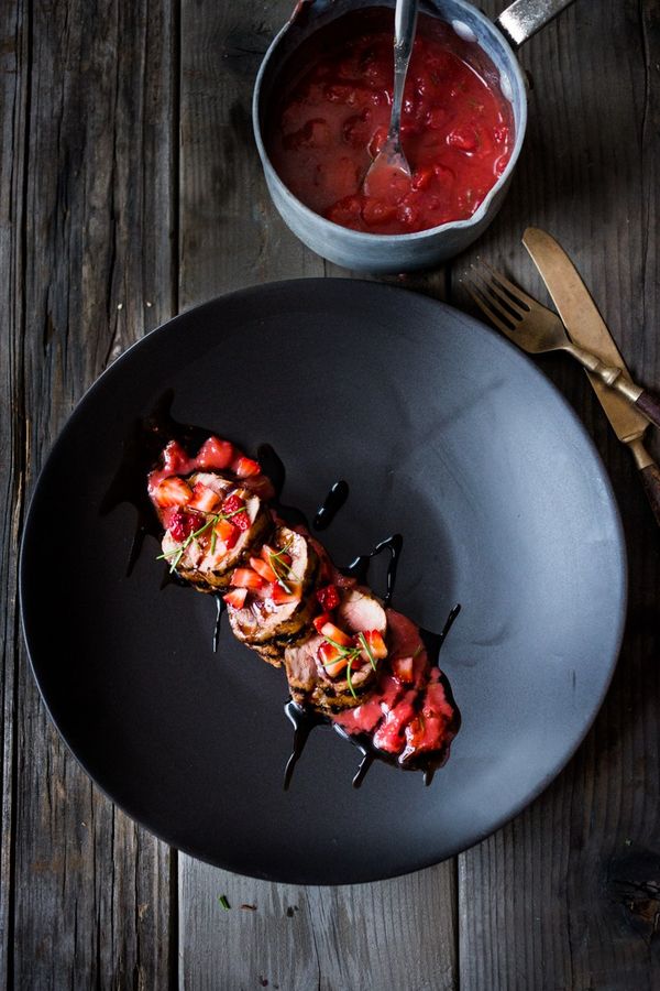 Grilled Balsamic Pork Tenderloin with Strawberries and Rosemary