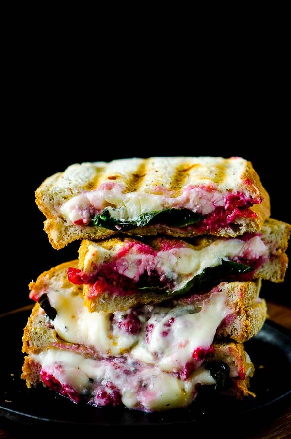 Grilled Blue Cheese, Raspberry, and Basil Sandwich