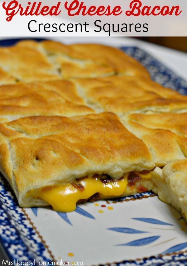 Grilled Cheese Bacon Crescent Squares