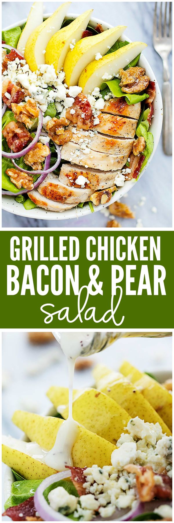 Grilled Chicken, Bacon, and Pear Salad with Poppyseed Dressing