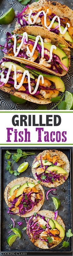 Grilled Fish Tacos with Lime Cabbage Slaw