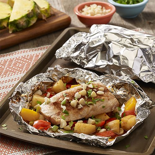 Grilled Hawaiian Mahi Mahi Foil Packets