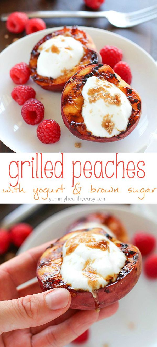 Grilled Peaches with Yogurt & Brown Sugar