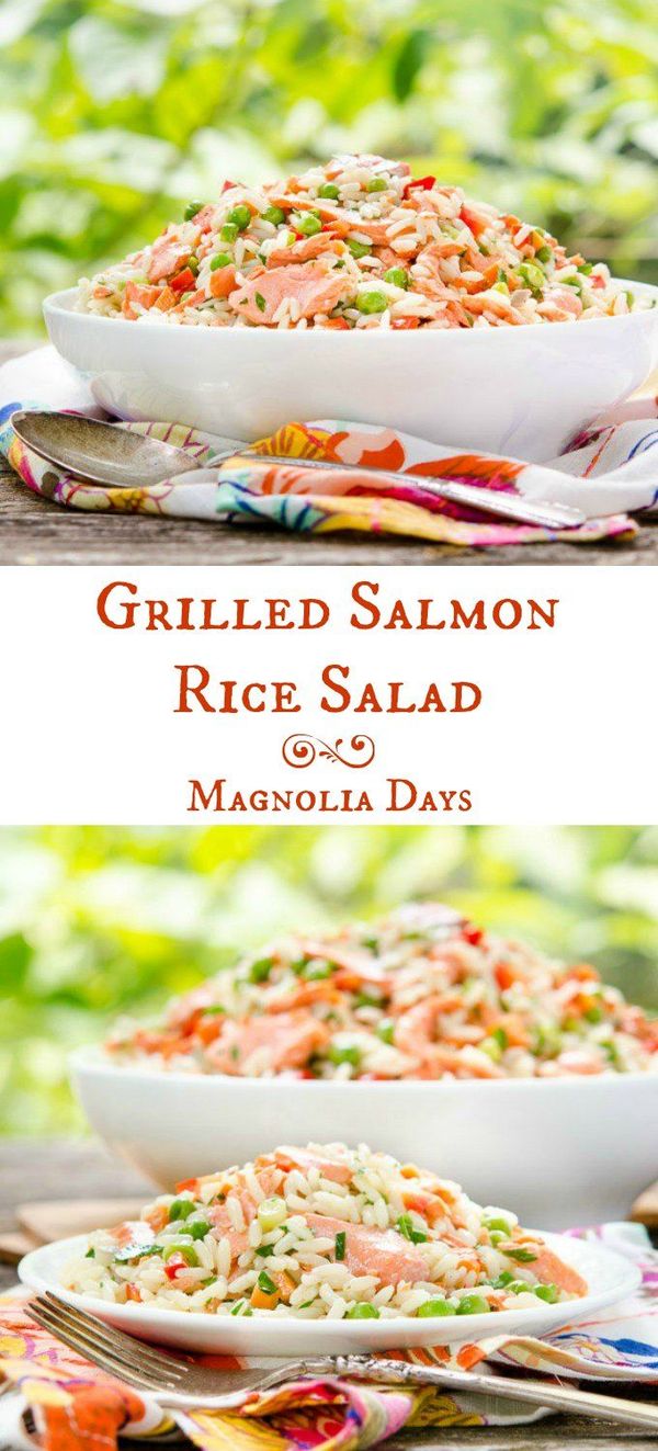 Grilled Salmon Rice Salad