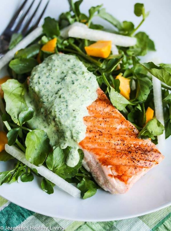 Grilled Salmon with Herb Yogurt Sauce