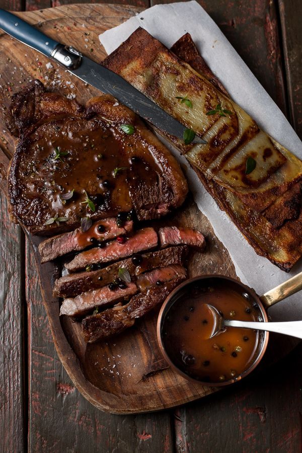 Grilled Sirloin with Peppercorn Whisky Sauce