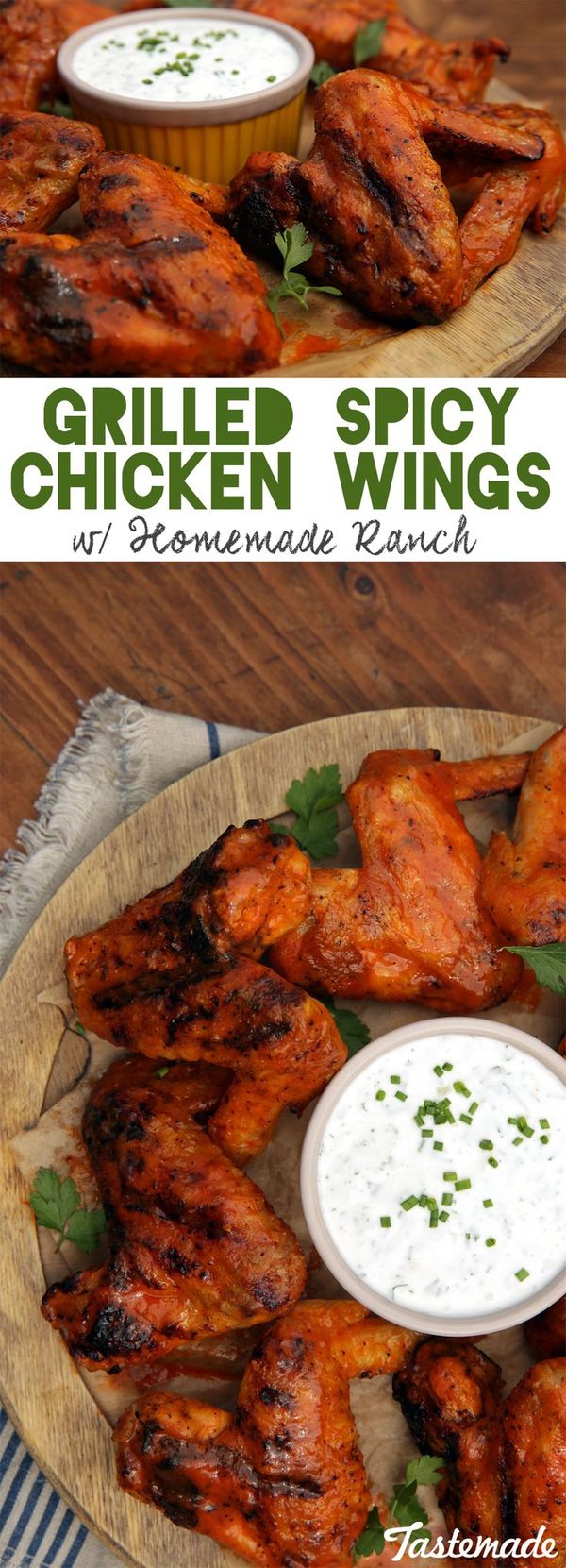 Grilled Spicy Chicken Wings with Homemade Ranch