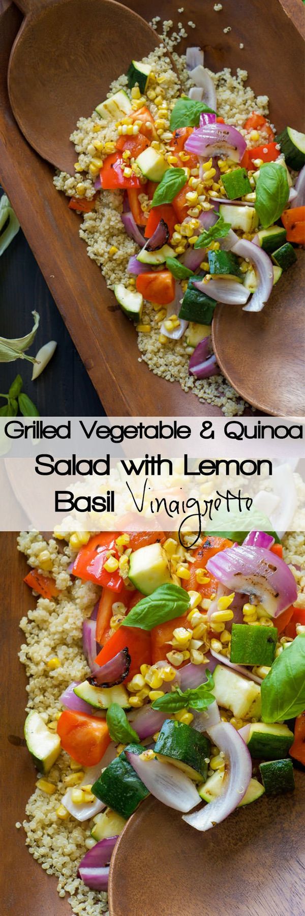 Grilled Summer Vegetable Quinoa Salad with Lemon Basil Vinaigrette